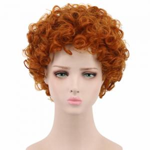 Orange Cosplay Party Wigs , Short Wavy Wigs Synthetic Fiber Material