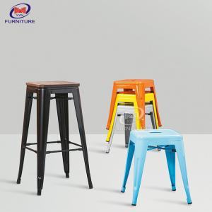 Stackable Backless Metal Bar Stool Chair Industrial Iron Counter Height