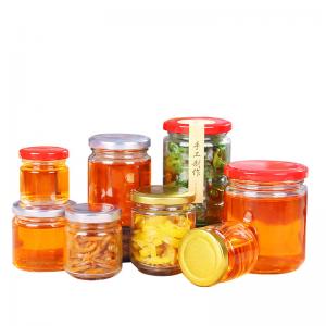 China Lead Free Seal Label Glass Honey Jar With Tin Lid Food Grade Round Shape supplier