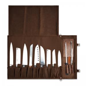 9 Pocket Knife Storage Bag Kitchen Roll Waxed Canvas Heavy Duty 29x18"