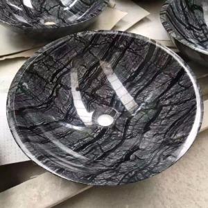 China Cheap Good Quality  Black Wood Vein Marble Wash Basin Natural Stone wash basin supplier