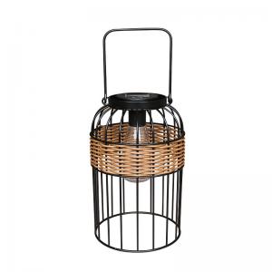 Small Portable Rattan Woven Solar Lights For Balcony Table Atmosphere