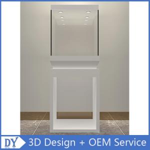 China Wholesale good quality wooden square matte white perspex display stands with fully locks lights supplier