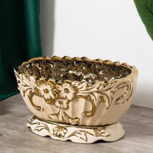 New design luxury succulent planter creative gold garden desktop decoration ceramic flower pots in bulk