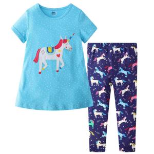 two piece Spring Children's Clothing Short Sleeved T-Shirt Trousers Sets