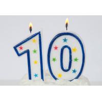 China Hand Painting Decorative Number 10 Birthday Candle With Blue Line Egde No Drip on sale
