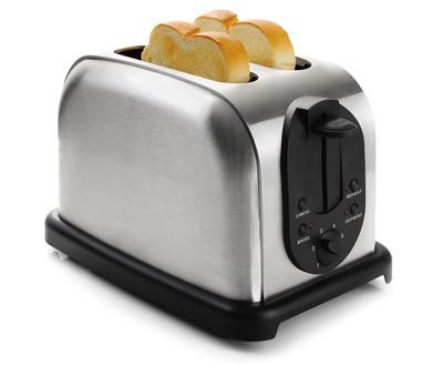 Customized 2 Slice Pop Up Brushed Steel Toaster Reheat Function