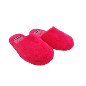 Soft Rose Red Disposable Hotel Slippers Indoor Non - slip Flooring Short Plush