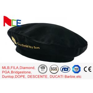 China FUN Black Mercerized Female Green Beret Hat Embroidered Velvet Beret Hat Breathable supplier