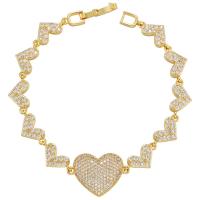 China OEM 18K Gold Bracelet Chains Jewelry Micro Zircon Love Heart Shaped Tennis Bracelet on sale