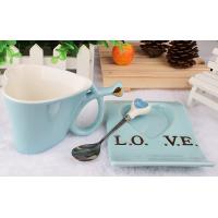 Creative Lover Heart Shape Ceramic Mug Cup and Saucer Set Sweet Gift for Lovers