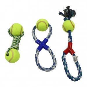 China 4 Inch Rope Tennis Ball Dog Toy Diy Chew Durable Pet Toys For Cats Interactive 30x20cm supplier