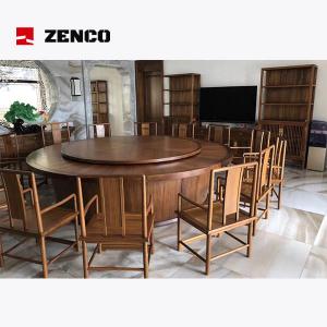 Solid Wood Chinese Style Dining Set with Rotating Table 12 Chairs and 2 Wine Cabinets