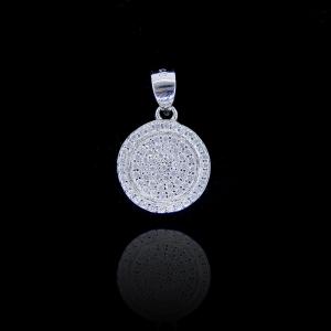 Sterling Silver Cubic Zirconia Round Pendant Necklace Charm For Lady Jewelry