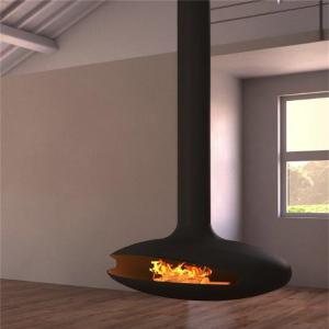 China Black Color Hotel Wood Charcoal Suspended Fireplace 600mm Diameter supplier