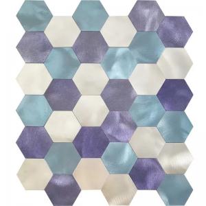 China Hexagon Metal Mosaic Decorative Wall Tiles 48 X 48MM Black And White Mixed supplier