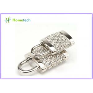 256MB / 512 MB / 1GB Silver Diamonds Gadget Crystal Lock USB Flash Drive Real Capacity