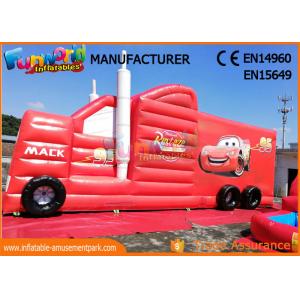 China Fun Truck Bounce House Inflatables Obstacle Course Red Fire Retardant supplier