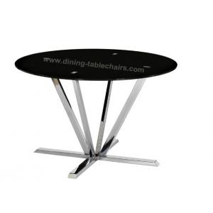 China Black Tinted 6 Person Round Dining Table Scratch Proof Ideal For Living Room supplier