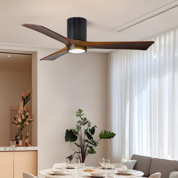 wholedale   LED Ceiling Fan Lights factory - HFBH Model 657 Modern Design 3 Solid Wood Blades 42 52 Inches Ceiling Fan with Light