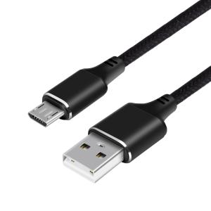 Black Nylon Braid  Micro USB Data Cable USB Charging Cable For Computer, Mobile Phone,Tablet, Power Bank