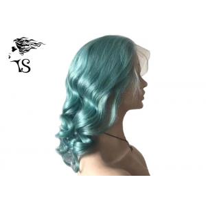 China Fashion Curly Virgin Brazilian Remy Human Hair Full Lace Wig Peacock Blue Color supplier