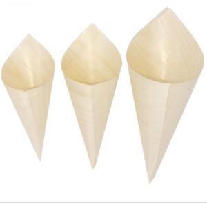 Biodegradable Disposable Serving Cone Pine Wood Small Ice Cream Cones 120mm