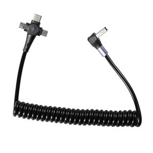 China Cable de charge rapide enroulé 3 en 1, USB-C à 8 broches et Micro USB, câble rétractable à trois têtes pour téléphone 3 pieds / 4 pieds / 6 pieds supplier