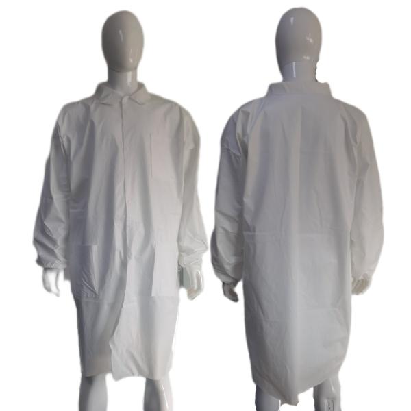 V601 White Polypropylene Nonwoven Disposable Lab Coats with SMS Material in Laboratory