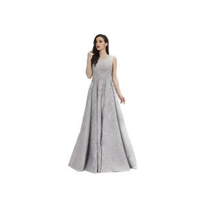 Grey Color Beading Muslim Evening Dress , Lace Middle East Prom Dress