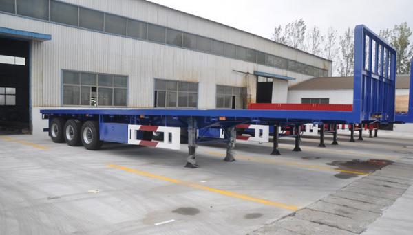 3 Axles 50 Tons ABS Braking System Low Flat Bed Semi Trailer For Machine