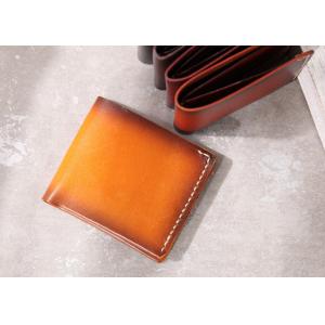 China Yellow Bifold Wallet Vegetable Tanned Genuine Leather Wallets for Men supplier