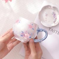 China Peach pearl shape large capacity ceramic mug with lid girls textured mug birthday gift coffee mug on sale