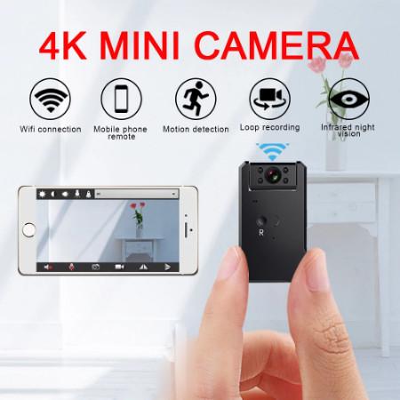 Cxfhgy 4K Mini Camera WiFi Smart Wireless Camcorder IP Hotspot HD Night Vision Video Micro Small Cam Motion Detection 