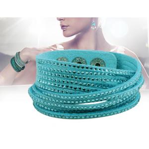 China Multi strands double wrap leather velvet bracelet dot studs leather bracelet supplier