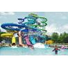 China Family Open Spiral Slide Water Park Equipment , Blue Red Green Fiberglass Spiral Water Slide wholesale