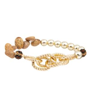 China O ouro da pedra da imagem perla o elástico frisado feito a mão do bracelete para a coleção da mola supplier