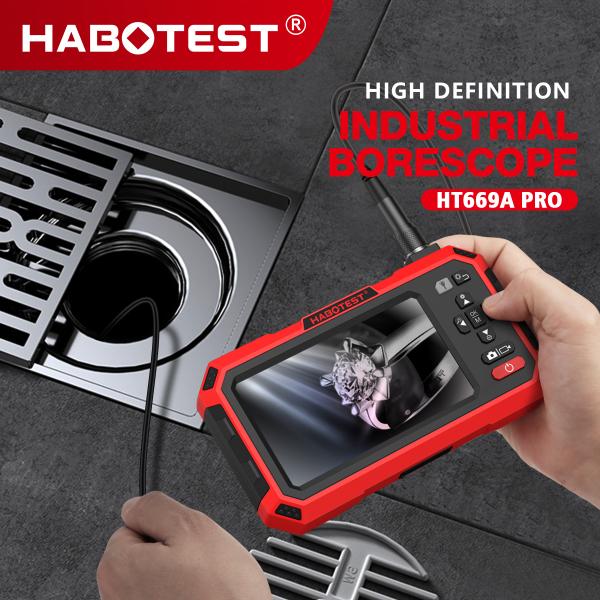 HABOTEST HT669A PRO 5インチデュアルレンズボアスコープ 7MM自動車用機械下水道管検査カメラビデオ工業用ボアスコープ
