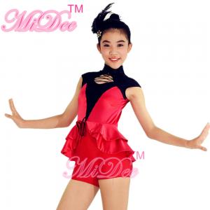 Cap Sleeves Hip Hop Dance Wear Lacing Across Middle Font Bodice With Back Centre Zipper