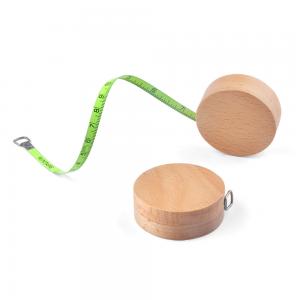 China Geometric Shape Metal Retractable Tape Measure 6ft 2m With Maple Wood Housing supplier