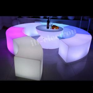 PE plastic illuminated white garden chair led stool