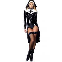 Wholesale PVC Saintlike Seductress Sexy Nun Costume with Size S to XXL Available