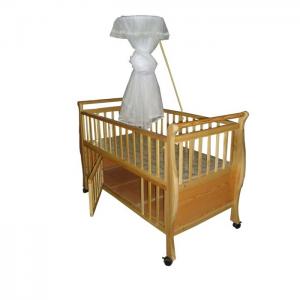 Neutral Wood Automatic Baby Swing Bed Cot for Boys , Wooden Baby Cribs