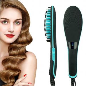 Professional Ceramic Flat Iron Comb 110V-240v Dual Voltage Hair Straightener Brush