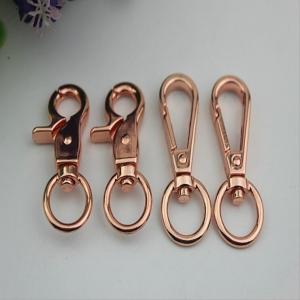 China Leather handbag hardware rose gold swivel hook snap 14 mm & 13 mm round shape trigger snap hook supplier