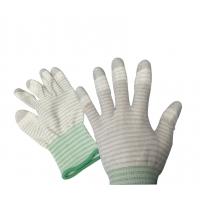 China PU Top Coated Striped Static Proof Gloves Fingertip Carbon Knitted EN388 4121 Standard on sale