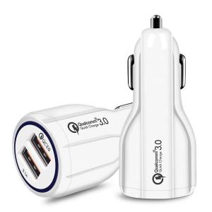 Lightweight  Durable White USB Car Charger Long Lifespan Quick Charging