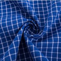 China Shirt 100D Blue Gingham Cotton Fabric By The Yard 300GSM 50*50 Count on sale