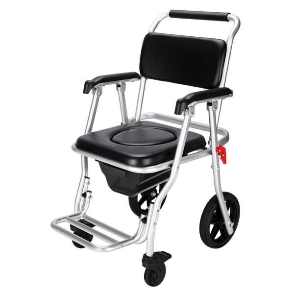 Folding Commode Shower Chair With Bedpan Home Care 26*56*87CM Black