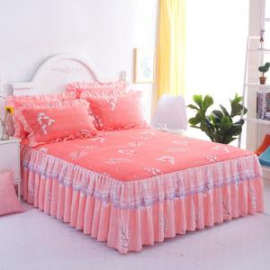 Non-Toxic Double Lace Bed Skirt Set with Bed Sheets Pillow Case and Protective Cover